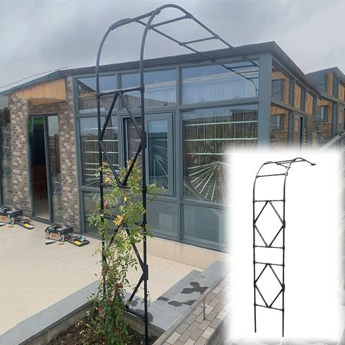 NOIRDA Garden Rosenbogen Halbbogen, Wetterfestes Großes Gartenbogen Rankhilfe Rankgitter Torbogen Für Hinterhof, Rasen, Terrasse, Innenhof, Schwarz, Weiß(Black,120CM/47.2IN)