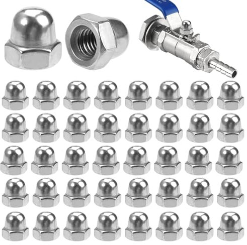 60 Pezzi Dadi Ciechi M6 in Acciaio Inox 304, Dado Coprente Esagonale, Copri Bulloni Antiruggine, Dado Testa a Sfera Antiusura per Viti, Barre Filettate, Bulloni Filettati