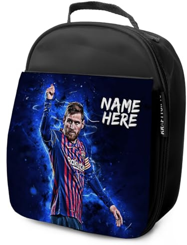 KRAFTYGIFTS Personalised Messi Lunch Bag Football Legend Boys School Nursery Insulated Lunchie Box Lunchbox Snackbox NL07