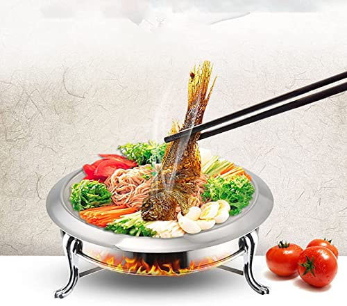 UKLULUAMZ Set di scaldavivande in acciaio inox placcato oro, con padella, supporti per carburante e coperchio (22 cm)