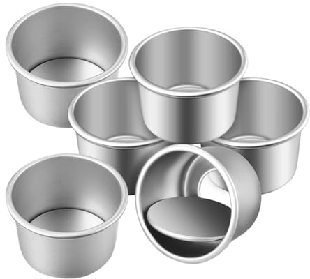 BEBEMOKO 6piezas Molde Para Pasteles Redondos De Aleación De Aluminio Base Extraíble Para Hornear Tartas y Pasteles De Queso El Horno