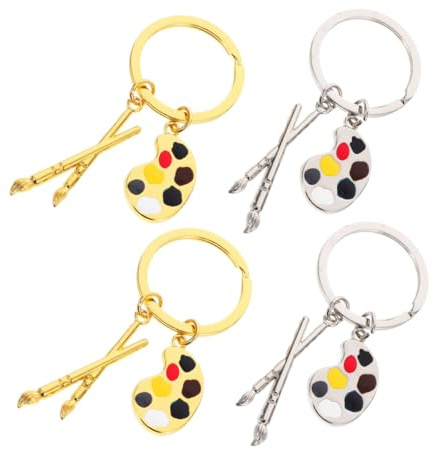 CONGARTENO 4pcs Artist Paintbrush Keychain Palette Brush Keyring Lanyard Keychain for Women Aesthetic Paint Palette Charm
