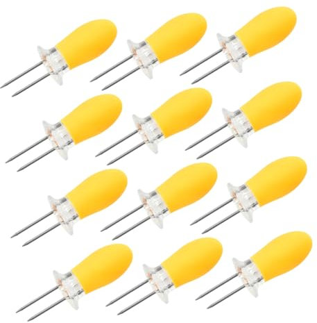 Hemobllo 12 Pezzi Forchetta Portatile Per Barbecue in Acciaio Resistente e Silicone Pz Per Uso Quotidiano Multifunzione Come Spiedini Per Mais Stuzzicadenti Per Frutta