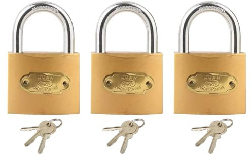 MeiyiZheng Confezione da 3 lucchetti in ottone da 20 mm con 9 chiavi, piccole serrature di sicurezza per bagagli, armadietti e cassette degli attrezzi (3 + 9 chiavi)