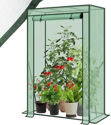 Home Beauty Mini Greenhouse for Garden | Tomato & Plant House with Roll-Up Door | White PE Cover, 100x50x150cm | Cold Frame for Vegetables, Fruits, Flowers | Waterproof & UV-Protected (Green)