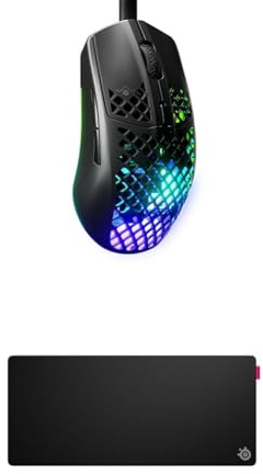 SteelSeries Aerox 3 Onyx - Superleichte Gaming-Maus - Optischer TrueMove Core Sensor mit 8,5K CPI QcK XL Performance Speed Gaming-Mauspad 900x400mm