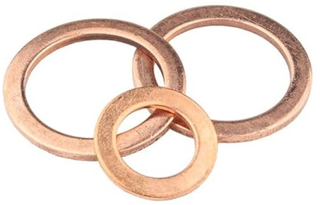 ORANXIN M18 x 24 x 1.2 10 Pcs Cobre rojo Junta Marino Arandelas de estanqueidad Recocido Arandela plana Industrial Tornillos metálicos Fijación Separador