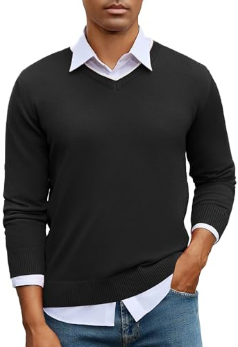 iClosam Pull Homme Col V Tricoté Manches Longues en Coton pour Travail | Allure soignée pour une tenue facile à porter, usage quotidien, pour le bureau et les loisirs, pour les sorties décontractées