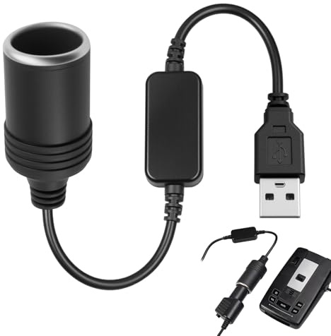 USB C a Encendedor de Cigarrillos, 5V a 12V Cargador USB de Encendedor del Coche Zócalo, Cable Adaptador de Tipo C a Encendedor de Cigarrillos para Grabadora de Automóviles, Espejo Retrovisor