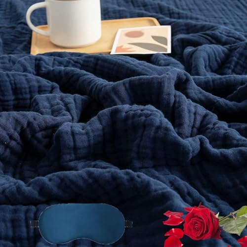 HOPASRISEE 2025 New Sanfte Musselin Decke, Sommer Musselin Decke 150 x 200, 100% Natürliche Muslin Blanket Erwachsene, as Cuddly Blanket, Bed, Couch Throw (A12,105 * 105CM)