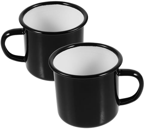 Hemobllo 2piezas Taza de Agua Esmaltada Vintage Taza Esmaltada Retro para Café Té Leche Mango para Uso Diario para Interior