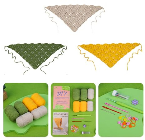 HVRFJXI Kit de diadema de ganchillo para principiantes con hilo de ganchillo, aguja de coser, marcador de tejer e instrucciones para el hogar