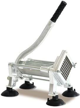 Cortador de patatas fritas profesional de aluminio, 27,5 x 16,5 cm, 3 tamaños de cuchillas (8/10/12 mm), con ventosas