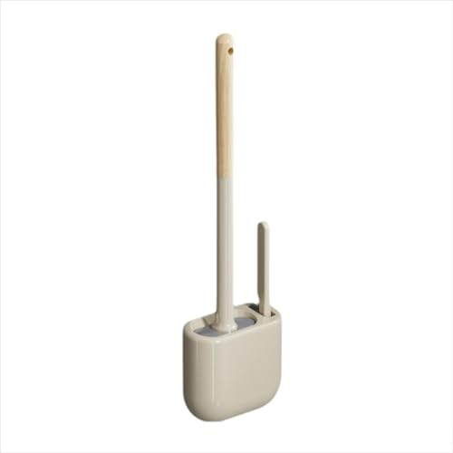 Brosse WC en Silicone – Nettoyage et récurage efficaces, nettoie en Profondeur Les Zones Difficiles à Atteindre, Poils Anti-Rayures, hygiénique et résistant aux odeurs, Facile à Nettoyer (Beige)