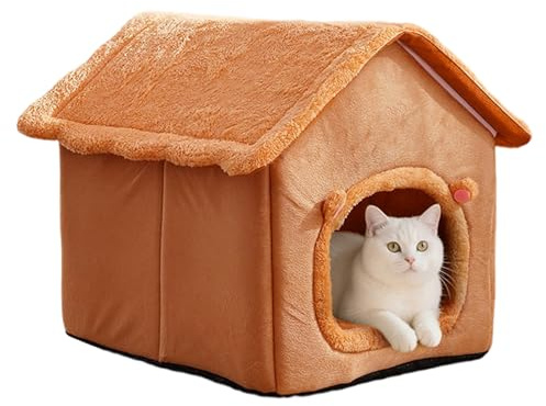 Katzenhöhle | Waschbar Und Warm Mit Abnehmbarem Kissen,Niedliches Warmes Katzennest Welpenbett,Für Indoor Haustiere Kleine Hunde Winter Schlafzimmer Wohnzimmer Balkon Und Heimdekoration
