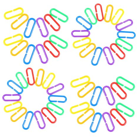 Parliky 360pcs Rainbow Plastic Link Connectors Educational Geometric Chain for Interactive Learning and Fine Motor Development Lightweight Cage Accessories for Pet Birds Parrots Sugar
