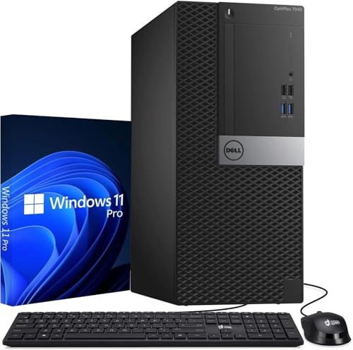 Dell Optiplex 7040 Mini Tower - Ordenador de sobremesa (Intel Core i5-6600, 8 GB de RAM, 256 GB SSD, WiFi, Bluetooth, teclado QWERTY de EE.UU., Windows 11 Pro (reacondicionado)
