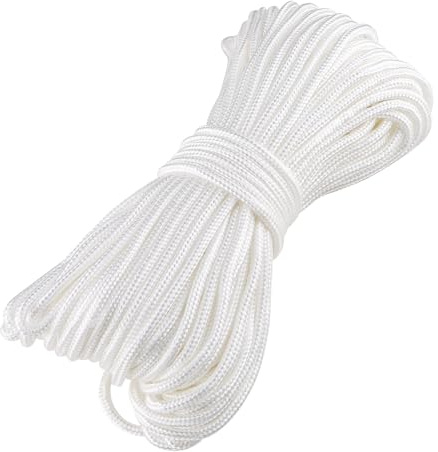 Cordon en Nylon tressé Blanc 30 m x 4 mm pour Suspendre des Photos, des Cadres, des miroirs, des peintures, Corde Multifonction pour Stores, parapluies, Camping, Bricolage