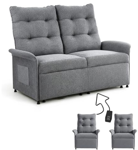 SOSINYA Set di 2 Poltrone Relax Elettriche Reclinabili, Divano Relax 2 Posti, Schienale e Poggiapiedi Regolabili, per Soggiorno, Salotto, Camera e Home Cinema