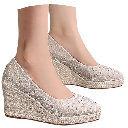 Escarpins à Talons Épais pour Femme, Bout Pointu et Ouvert avec Semelles en Corde Tressée, Chaussures Tendance Automne Idéales pour Tenues Chic et Décontractées