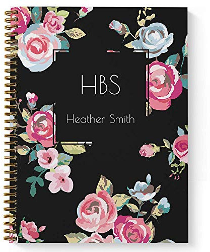 Gotcha Covered Notebooks Bold Blooms Personalized Notebook/Journal, Laminated Soft Cover, 120 pages of your selected paper, lay flat wire-o spiral. Size: 8.5” x 11”. Made in the USA
