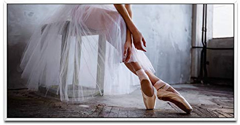 Sexy Frau auf einem Stuhl ca. 130x70cm Wandbild inklusive Schattenfugenrahmen weiss - Panorama Leinwand Bild XXL Format Wandbilder Wohnzimmer Wohnung Deko Kunstdrucke