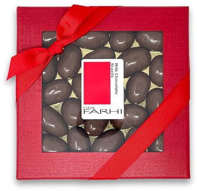 Rita Farhi Milk Chocolate Brazil Nuts in a Luxury Gift Box 210 g | Christmas Chocolate Nuts Present | Palm Oil Free | Chocolate Covered Brazil Nuts