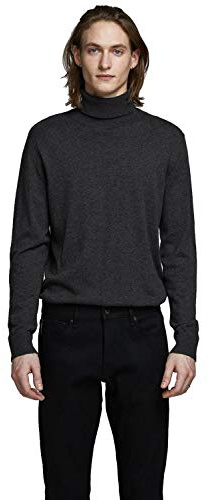 JACK & JONES Jjeemil Knit Roll Neck Noos Maglione, Grigio (Dark Grey Melange Dark Grey Melange), M Uomo