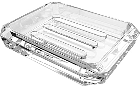 Linkidea Jabonera rectangular de cristal para barra de jabón, bandeja para cuarto de baño, esponja de cristal, caja para ducha (transparente)