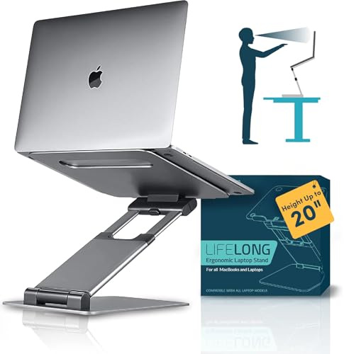 Ergonomischer Laptop-Ständer für den Schreibtisch, verstellbare Höhe bis zu 50,8 cm, Laptop-Ständer für Laptop, tragbare Laptop-Ständer, passend für MacBook, Laptops 25,4/38,1/43,2 cm (10/15/17 Zoll), Laptop-Halterung und Laptop-Ständer