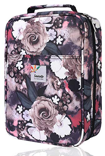 Shulaner 270 Trousse, tenez 270 Crayons ou 180 stylos Gel, Trousse Organisateur d'étui à 5 Couches avec poignée Portable et Fermeture à glissière Slot Pencil Case Holder - Rose Grise