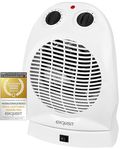 Exquisit Termoventilatore HL 32027 we | 2 livelli di riscaldamento (1000/2000 Watt) | Livello freddo (modalità ventilatore) | Bianco | Riscaldamento | Protezione antiribaltamento e surriscaldamento