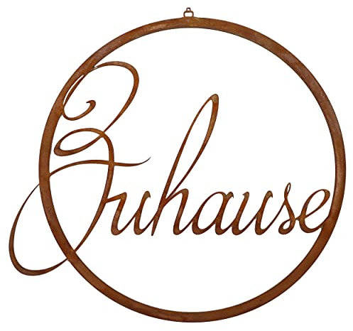 Rostikal Cartel para puerta de hogar, 38 cm de diámetro, decoración de pared, metal, decoración de jardín y ventana