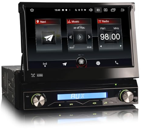 GONFEN 7 Zoll Bildschirm Universal 1din DAB+ Autoradio Android 12.0 Navigation Unterstützt CarPlay Android AUTO 2GB RAM 32GB ROM DSP WiFi 4G CD RDS USB Bluetooth DVR GPS Abnehmbar Diebstahlschutz OBD2