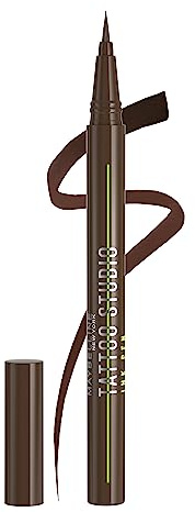 Maybelline Tattoo Studio Ink Pen Liquid Eyeliner, Up to 24 Hours of Wear, Waterproof & Smudge-Resistant Make Up, Brown, 1 Count