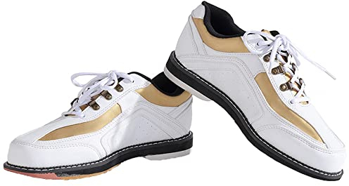 Dam Bowling sko, Snörning upp Womens Bowls Sneakers Casual Walking Workout Trainers för Kvinna,White,38 EU