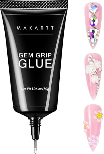 Makartt Nail Art Strass Nagelkleber Gel 30g, Professioneller Nagelgel Strass Kleber Für Anfänger Und Salons, Gel kleber Für Nagelspitzen Edelsteine Strasssteine Kristallsteine Diamante Glitzer Schmuck