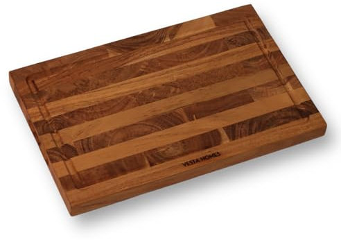 Vesta Homes Large Wooden Chopping Board/Cutting Board/Serving Board, Plate for Vegetables, Fruits & Cheese | Natural Acacia Wood | 38 x 25.5 x 2.5 cm | Handcrafted | Made in India