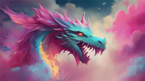 Diamond Painting Set für Erwachsene, DIY 5D Bunt Drache Diamant Painting Bilder Kinder, Basteln Erwachsene Weihnachten Diamond Painting Zubehör Set für Geschenk Herbst Deko Schlafzimmer(49.6x28in)-6k