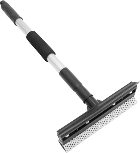 JECOMPRIS Raclette À Vitre Télescopique Double Face en Acier Inoxydable avec Manche Réglable 30 Pouces pour Nettoyage Pare-Brise Voiture Et Fenêtres Hautes