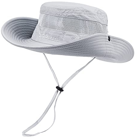 Durio Sonnenhut Damen und Herren - Outdoor Sommer Wanderhut UPF 50+ UV-Schutz Bucket Cap mit Kinnriemen Fischerhut Safarihut Faltbar Mesh Breite Krempe Campinghut
