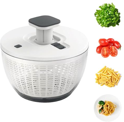 Centrifuga for insalata, asciuga lattuga da 6 litri, lava insalata con cestello for scolapasta, scola-essiccatore for frutta manuale for uso domestico, pressa facile con impugnatura con una sola mano