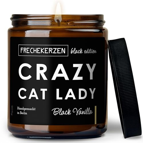 Lustige Duftkerze mit Spruch für Katzen Besitzer & Liebhaber | Handgemacht aus Sojawachs | In Geschenkbox | Valentinstag Geburtstagsgeschenk Gastgeschenk Katzenhalter Cat Lovers |Black Vanilla