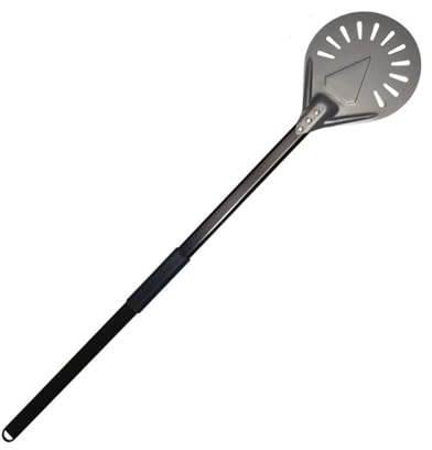 ISCBAFYX Pizza Peel 7 8 9 10 Inch Perforated Pizza Turning Peel Pizza Shovel Aluminum Pizza Peel Paddle Short Pizza Tool Non Slip Wooden Handle Pizza Paddle (Color : 9 inch 100cm)