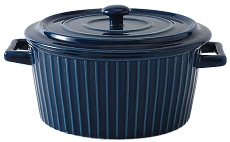 Ailan Bol à Soupe élégant, sûr au Micro-Ondes et Placement à Fond Stable, Bol épais en céramique avec Couvercle, Vaisselle, Bleu violacé