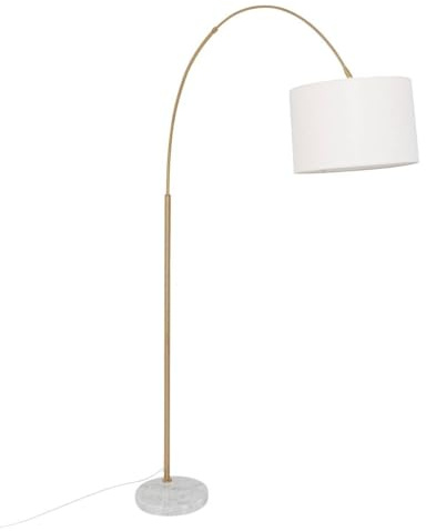 Atmosphera - Lampadaire Arc Tilio Doré et Blanc, H 195 cm, Base Marbre, Tête Orientable - Pour Salon, Salle à Manger, Luminaire