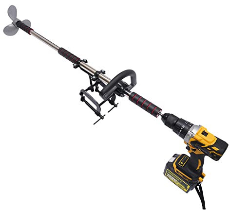 3-in-1 Outboard Engine Electric Trolling Motor with 1M Propeller+188VF Drill for Boats Under 2.5m/8.2ft with LED Battery Indicator