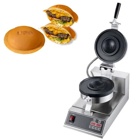 BDJSN Máquina para Hacer Hamburguesas con Helado, Máquina para Hacer Gofres con Platillo Volador UFO Comercial De 1160 W, Control De Temperatura De 0-250 ℃, Temporizador De 10 Minutos