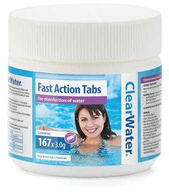 Clearwater Fast-Dissolving Chlorine Tablets, 167 Tabs for Hot Tubs & Pools, Quick-Acting Water Treatment