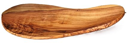 Cleminson Frutero de madera de olivo hecho a mano, tabla de servir de madera curvada